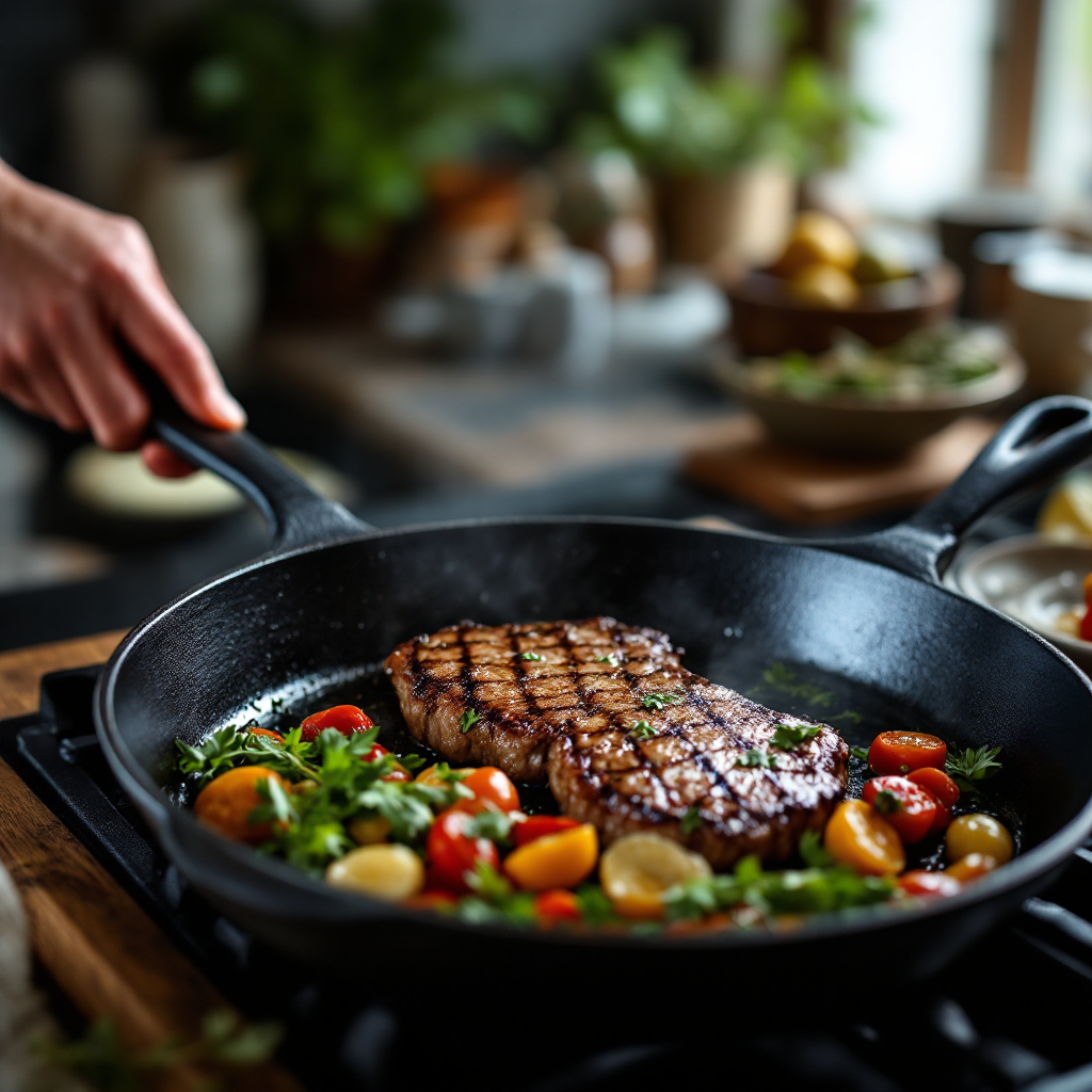 Searing in the cast iron skillet